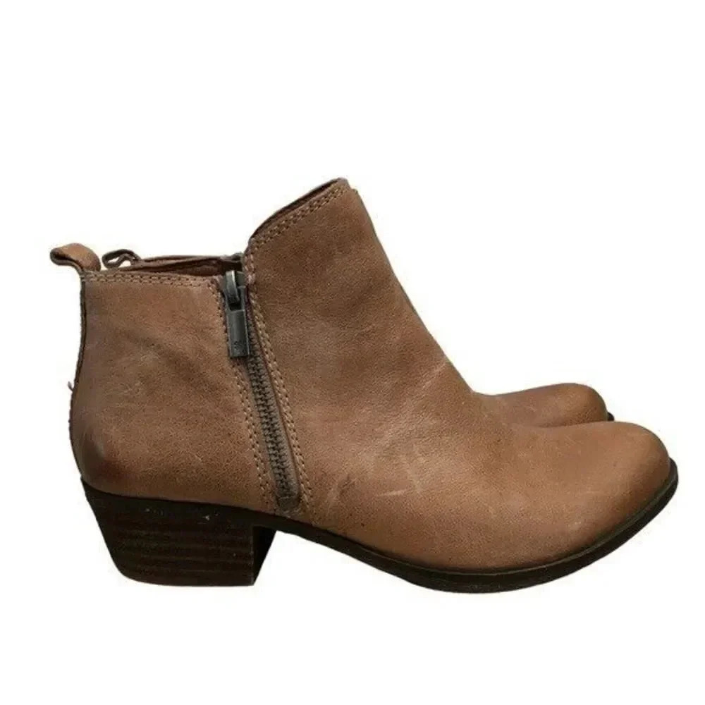 Lucky Brand Basel Light Brown Leather Ankle Booties 6.5